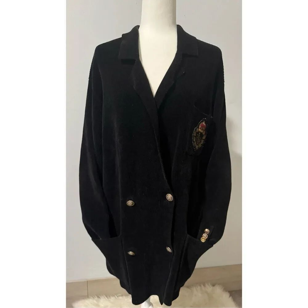 Lauren Ralph Lauren thick cardigan double breasted crest on pocket gold buttons
